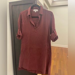 Dark Red Bella Dahl Long Sleeve A-Line Shirt Dress